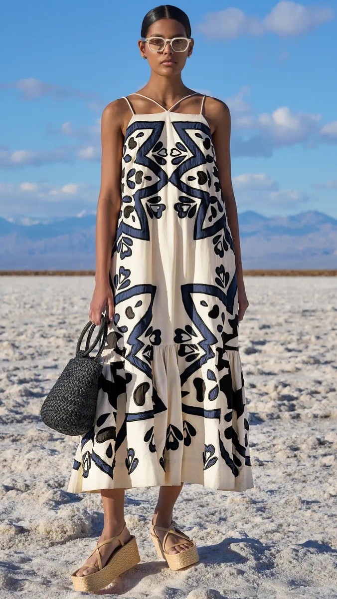 Sea NY Kaia Kaleidoscope Applique Dress in Navy Women's SizeXXS