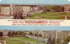 GREETINGS FROM UNIVERSITY OF WYOMING, LARAMIE two views of campus