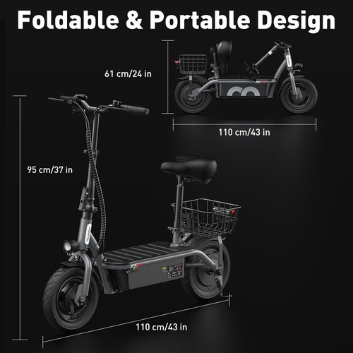Elektroroller 36V 7.8AH 10 Zoll 500W Elektro-Scooter Mit Sitz iScooter F2 30km/h - Bild 9 von 24