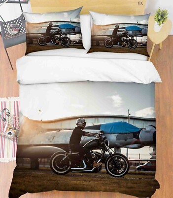 3D Motorcycle Rider Outdoor Quilt Cover Set Bedding Sets Pillowcases Queen