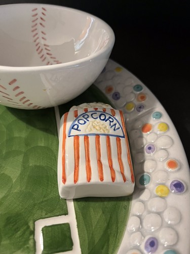 Baseball Ceramic Chip And Dip Party Platter 12" by World Bazaar. New In Box - Picture 5 of 16