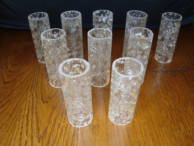 10 xDoria replacement glass H 10  3.9 ceiling lamp ice glass tube with yellow inclusions