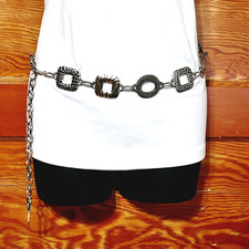Vintage 1990s Animal Print Hammered Metal Adjustable Link Belt up to 39"