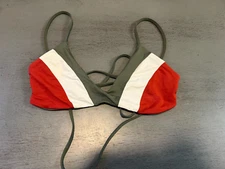 missing label NEW green red white    L SPACE swimsuit bikini top size small