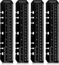 4 Pcs Bookmark Rulers, Black Plastic Page Marker Divider Pagefinder Measuring To