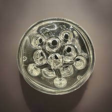 Vintage Clear Glass Round Flower Frog 11 Holes Floral Arrangement Holder 4  