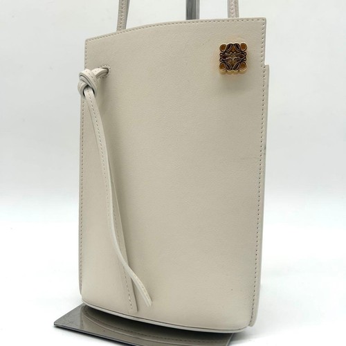 Loewe DieselPocket Crossbody Bag Leather White Women Used Authentic