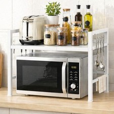 2 Tier Expandable Microwave Shelf Stand length/height Adjust Space Saving Rack