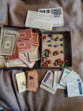 Vintage Lot Monopoly Pieces Wood Houses Hotels Metal pieces Cards Money