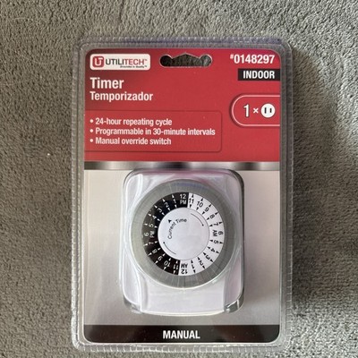 Heavy Duty Manual Indoor Timer; Programmable, 24-hour Repeating Cycle