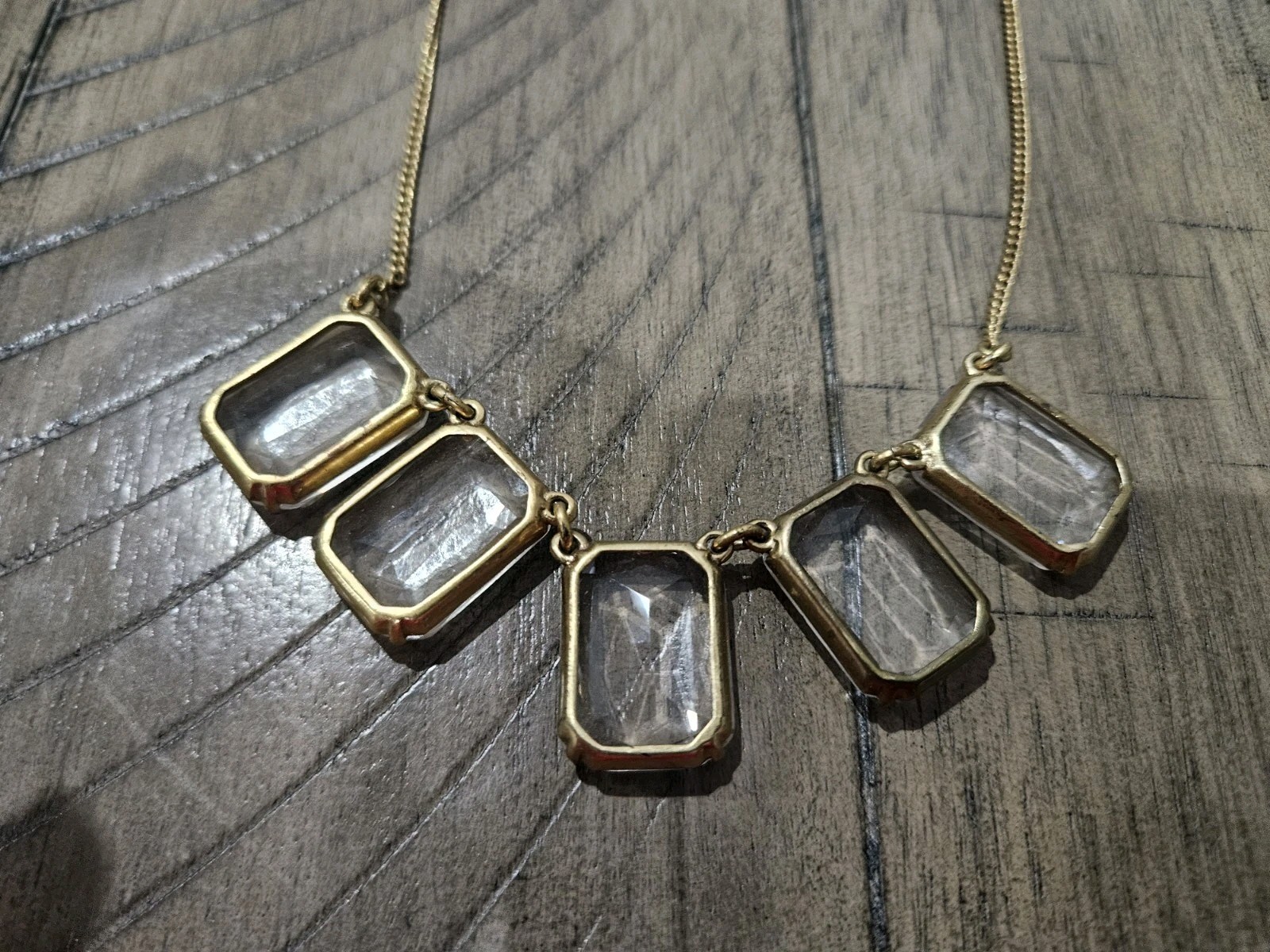 J Crew Necklace Chunky Clear Rectangular Glass Ch… - image 10