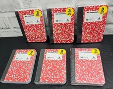 Lot Of 6 Mini Composition Book Note Pad 3.25" 4.5" 3 Pk Red Blue Green 50 Sheets