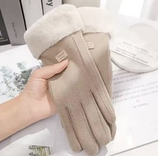 Women Winter Thick Plush Gloves Fashion Warm Suede Outdoor Guantes Lady