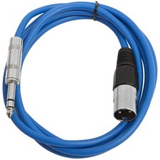 Seismic Audio XLR Male to 1/4 TRS Patch Cable, 6 Foot Blue