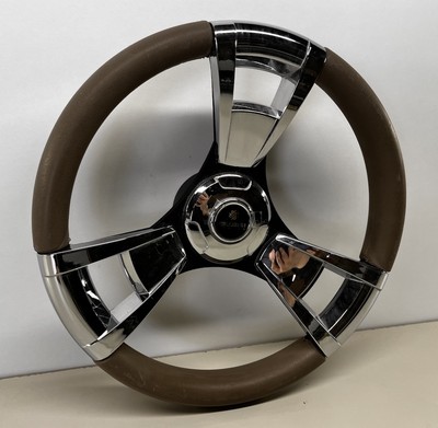 Gussi Italia Model 13 Brown/Brushed 14'' Steering Wheel | Club Car DS Golf Cart
