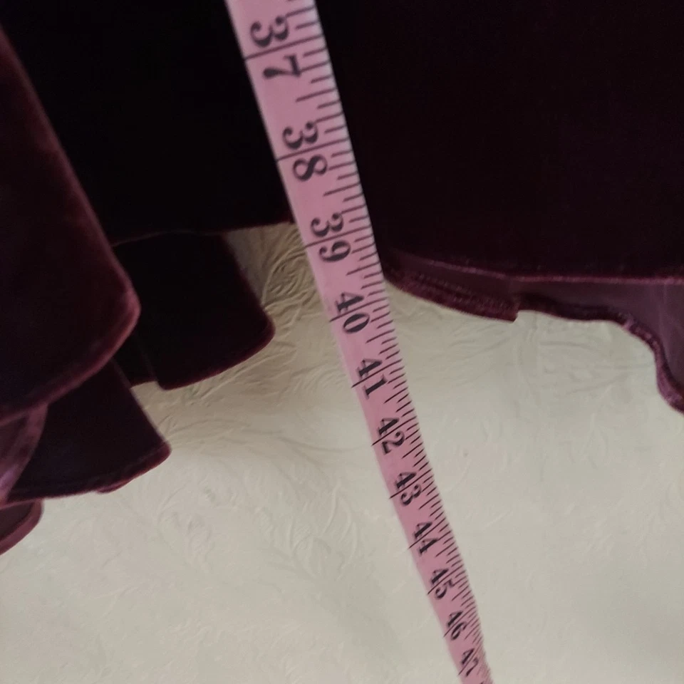 Reformation Burgundy Asymmetrical Velvet Wrap Skirt Sz Large - Image 4 of 4