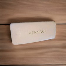 Versace White Hard Leather Clamshell Sunglass Eyeglass Case 160mmx70mmx55mm