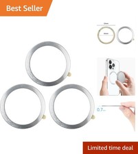 Universal Magnetic Adapter Ring Stickers - 3 Pack for iPhone Android, Silver