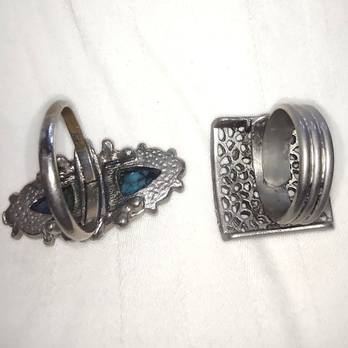 Vintage Costume Rings Lot Gold/Silver Tone Adjustable Statement Rings - Picture 11 of 13