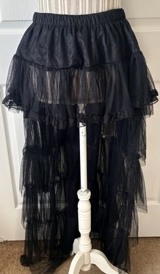 Burleska Hi Low Black Mesh Corset Skirt Steampunk Goth Pirate Ophelie L/XL