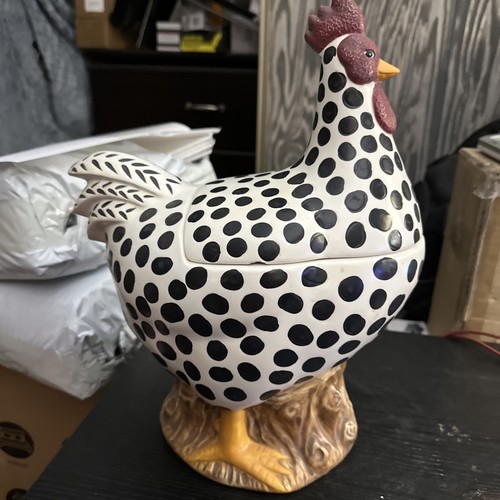Sakura Warren Kimble Spotted Chicken Rooster Cookie Jar Country Kitchen - Picture 16 of 19