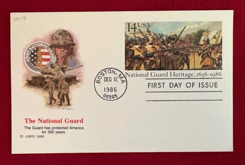 JOHN'S DEALS  - US FDC 1986 SC #UX114 NATIONAL GUARD POSTAL CARD FLEETWOOD