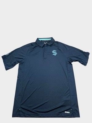 Blue Fanatics Seattle Kraken Authentic Pro Short Sleeve Polo Shirt Men's L Large