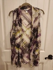 Christopher And Banks Sizr M Patterned Chiffon Sleeveless Long Vest