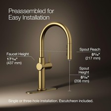 Kohler K-22972-2MB Kitchen Faucet - Brushed Moderne Brass