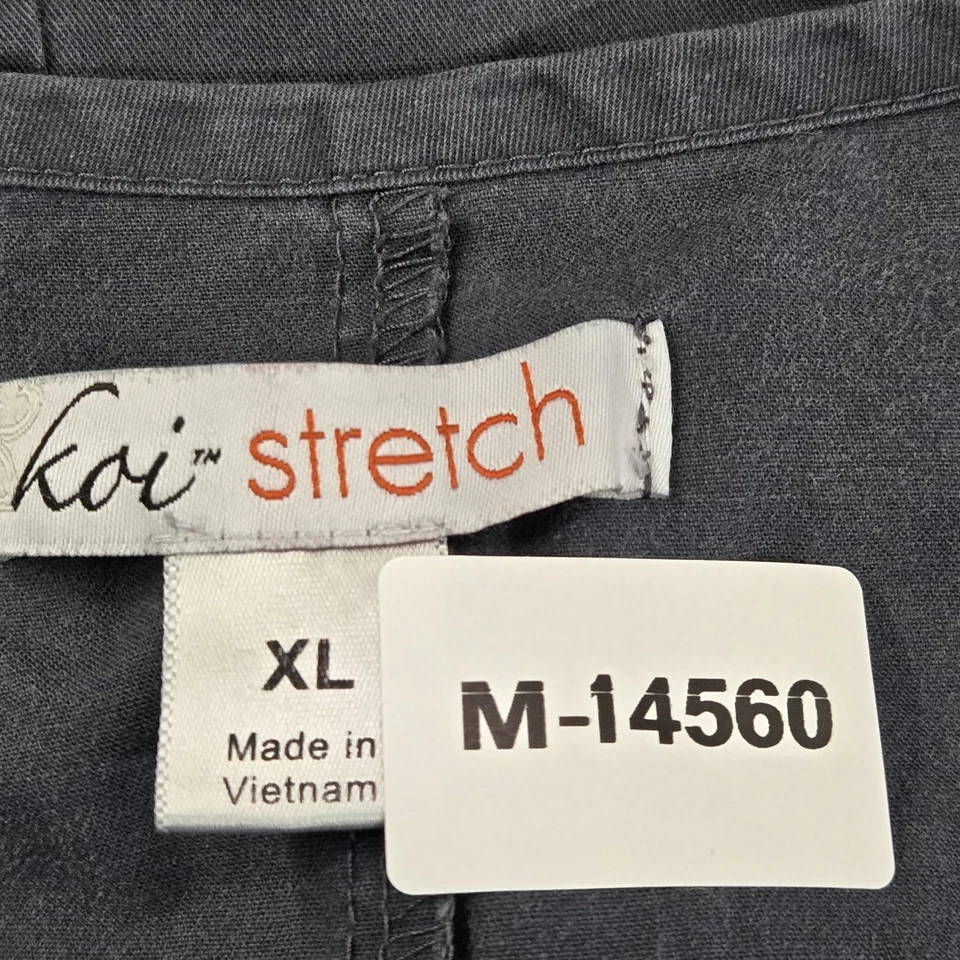 Blusa Médica Koi Mujer XL Gris Elástica Cremallera PO#CT88512 Manga Corta Foto 2 de 4