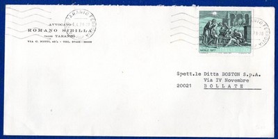Italy - FRANKED ENVELOPE 120 L. CHRISTMAS 77 from TARANTO on 4-4-1978
