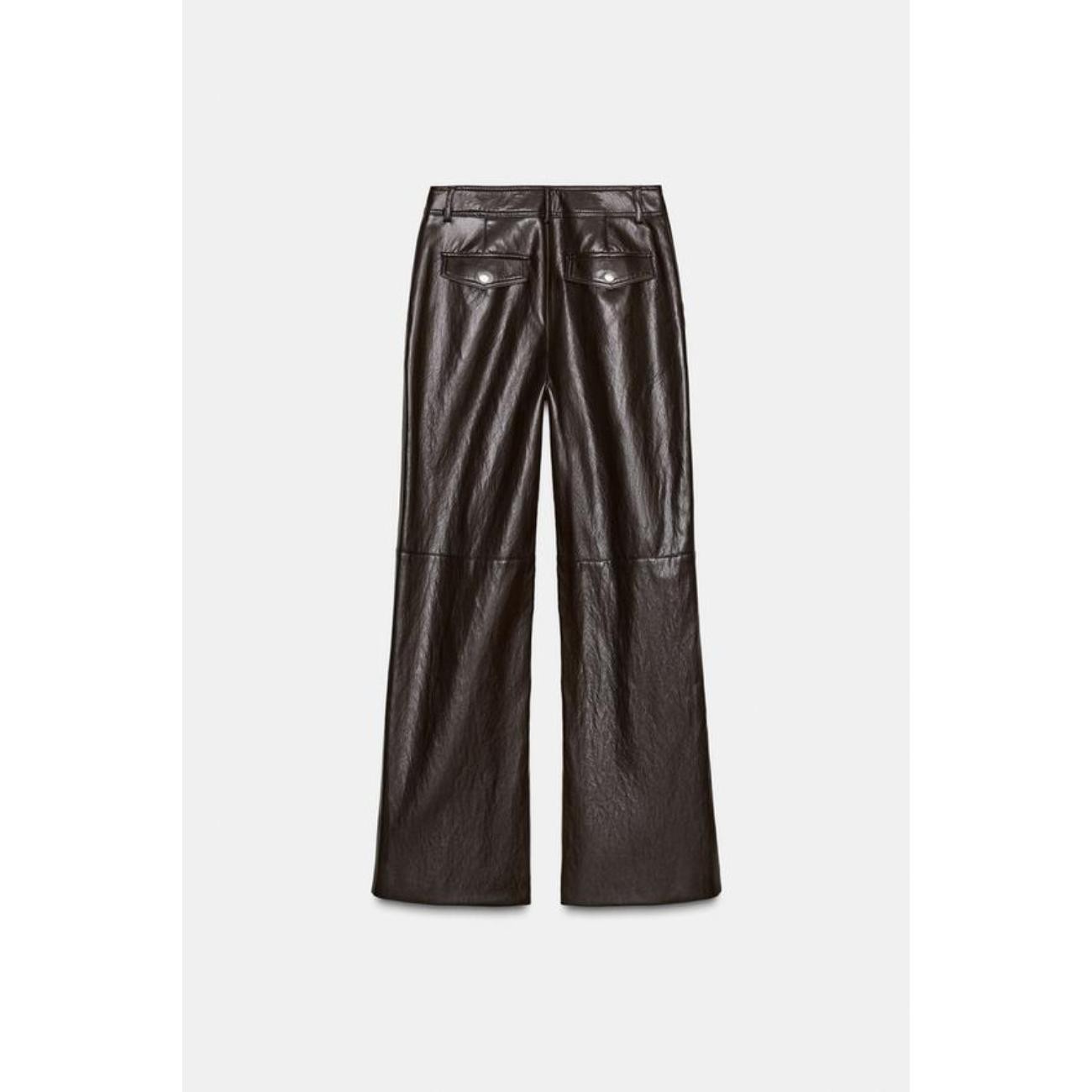 ZARA FAUX LEATHER STRAIGHT TROUSERS image 2