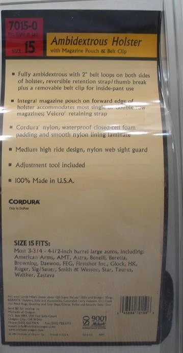 Uncle Mikes 7015-0 Sidekick Ambidextrous Hip Holster Fits 3-3/4"-4-1/2" - Image 2 of 2