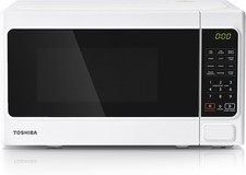 White Toshiba 800W Digital Solo Small Microwave With 11 Power Levels, One-touch