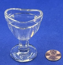 Vintage Antique 2.25” Clear Glass Paneled Pedestal Eye Wash Cup Stamped G 3