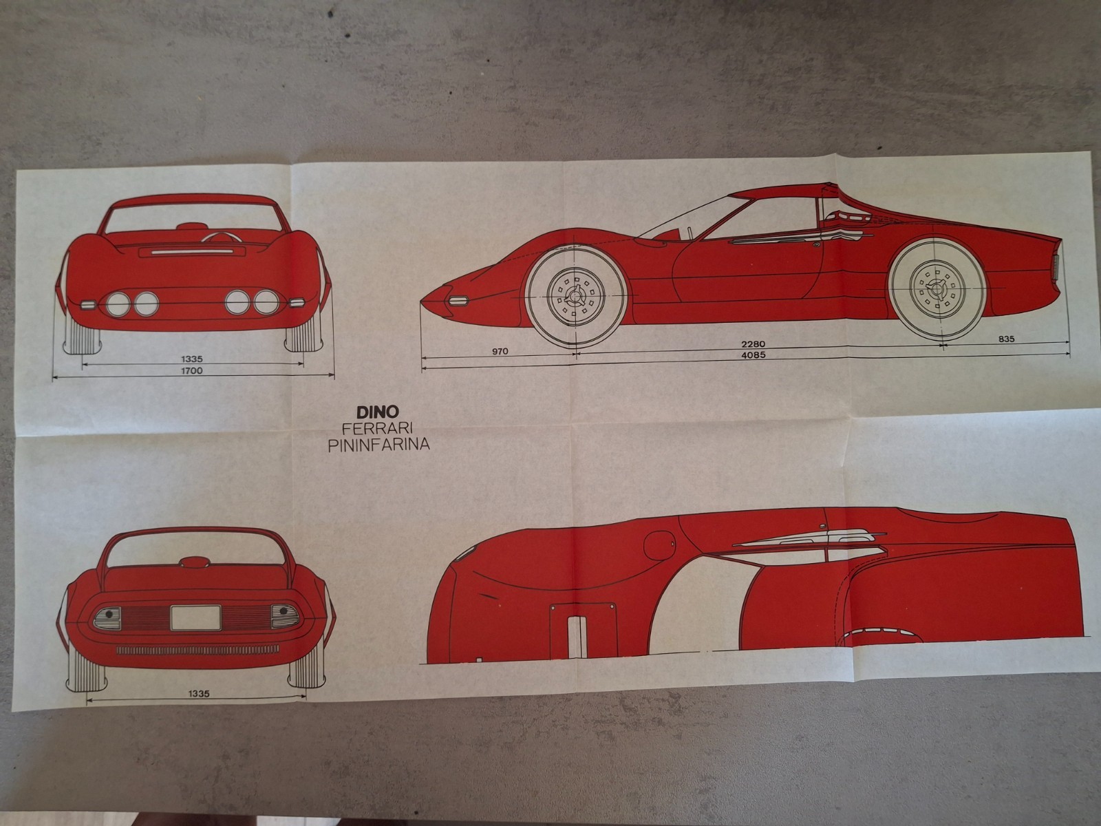 Stampa editoriale d'epoca (AUTOmodelli) anni 60 della Ferrari Dino Pininfarina