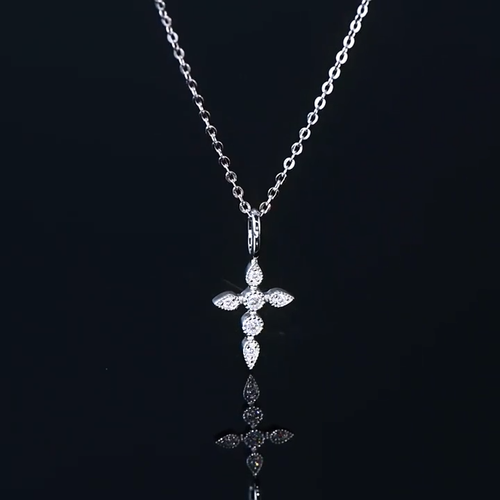 D Color Round Moissanite Cross Pendant Necklace 925 Sterling Silver Chain GRA - Video 1 of 1