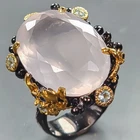 Gemstone 28 ct Natural Rose Quartz Ring 925 Sterling Silver Size 8 /R442475