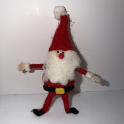 Vintage Felt Santa Craft Decor  Felted Wool