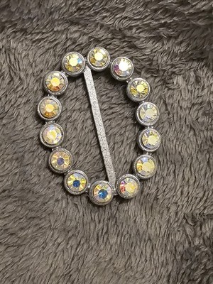 Vintage Antique Ab Rhinestone Scaft slide clip Belt Buckle slide New Old Stock