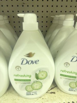 Dove Refreshing Moisturizing Liquid Body Wash, Cucumber & Green Tea, 33.8