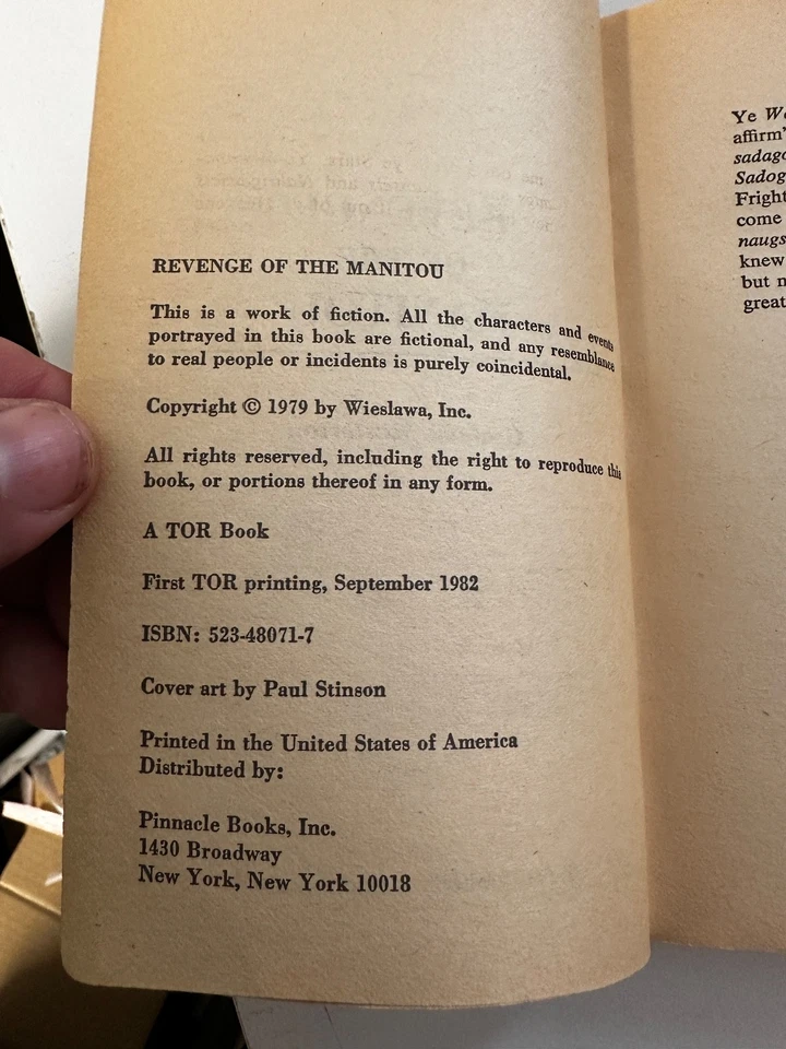 Revenge Of The Manitou Graham Masterton- Pinnacle Books 1979 Vintage Horror Foto 4 de 4