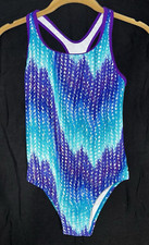 SPEEDO Girl's Size 12 Blue Purple Teal Aqua Swimsuit One Piece EUC 