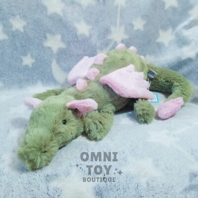 Jellycat MALACHY DRAGON Green Pink Soft Plush OLV2DD Rare Large