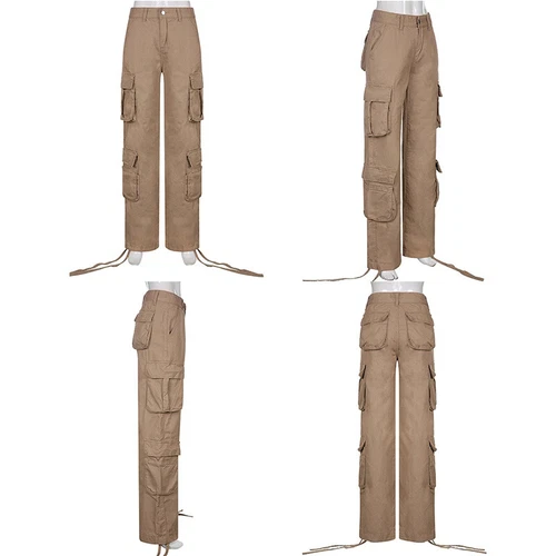 Women Cargo Pants Wide Leg Straight Trousers Casual Baggy Sweatpants casual Y2K - Picture 7 of 29