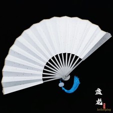 10''Panlong Titanium Alloy Folding Fan Antique Carving Portable KungFu Taiji Fan