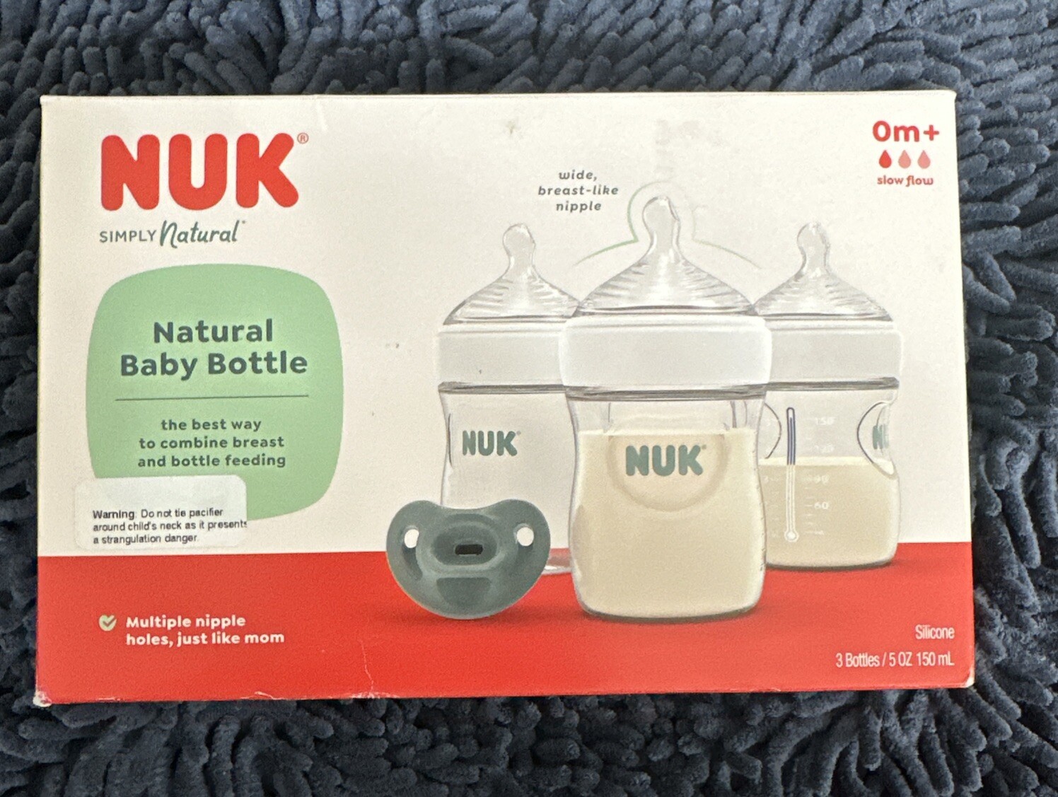 Nuk Simply Natural Baby Bottle Set of Three 5oz Slow Flow wi