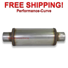 Performance Exhaust Muffler - Stainless Steel - 3" C/C - 6" Round - 14" Body
