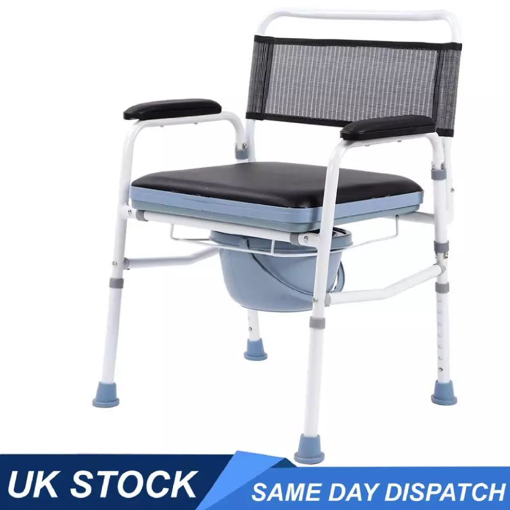 Adjustable Commode Chair Padded Seat Bathroom Toilet Support Frame
