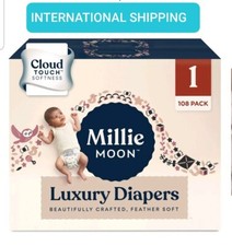 New All Natural Millie Moon Disposable Diapers Cloud Touch Softness Size 1